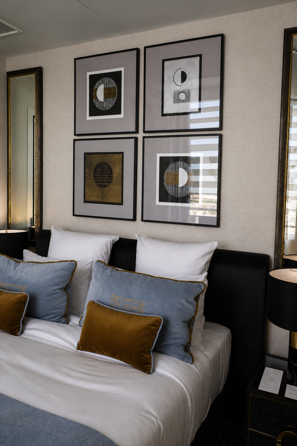 Renata Guzera linocuts in The Crown Krakow, interior visualisation