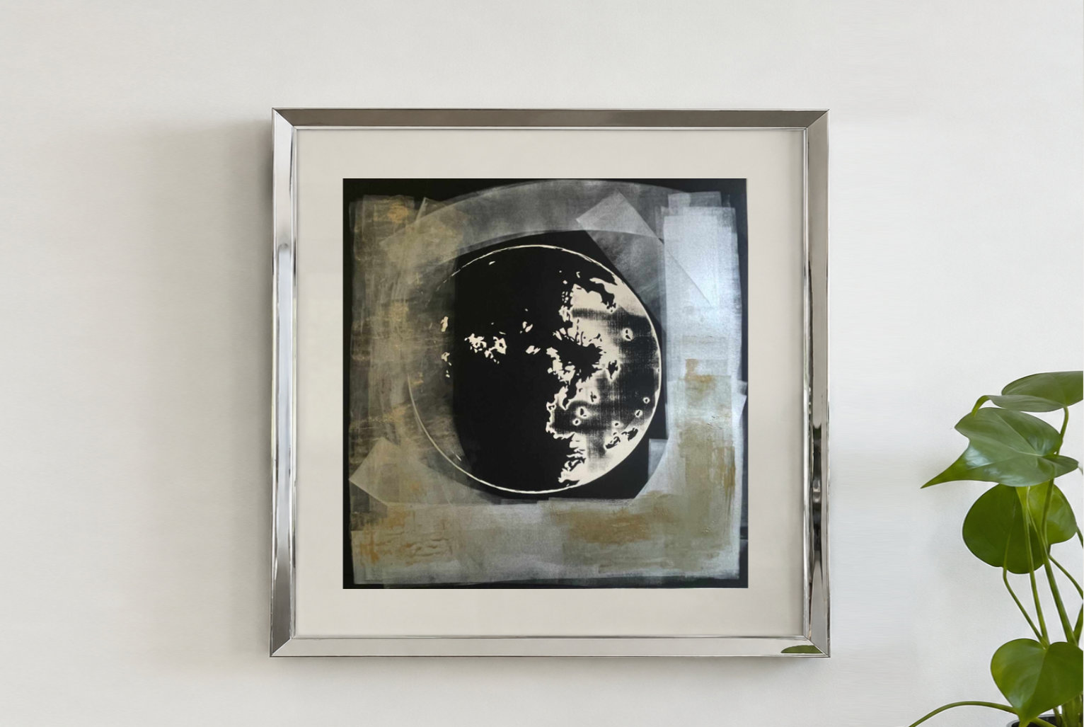 Moon, original linocut print by Renata Guzera